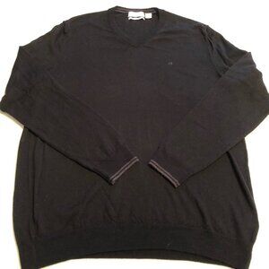 Calvin Klein men’s The extrafine Merino wool v-neck knit sweater black size XL